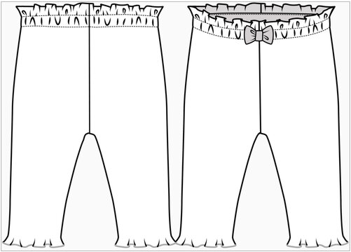 LETTUCE HEMLINE DETAIL DROP NEEDLE KNIT PANTS WITH CONTRAST BOW DETAIL DESIGN FOR BABY GIRLS INFANT GIRLS AND TODDLER GIRLS VECTOR ILLUSTRATION