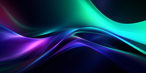 abstract background with smooth lines in blue, purple and green colors - obrazy, fototapety, plakaty