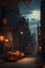 city all decorated for halloween