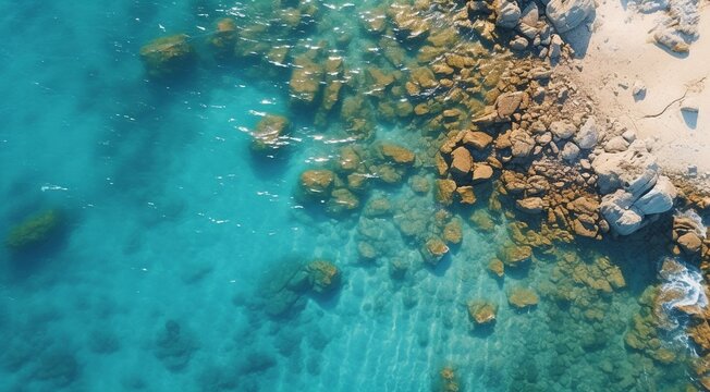 top view of the sea, oceanic view, coral blue water