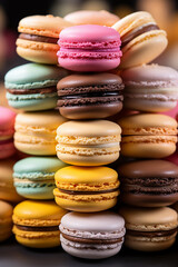 Sweet desert and colorful french macaroons or macaron