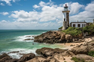 Fototapeta na wymiar Lighthouse in Salvador, Bahia. Generative AI