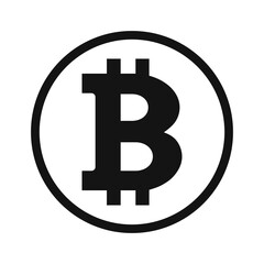 Bitcoin Flat Symbol Icon Isolated Vector Illustration