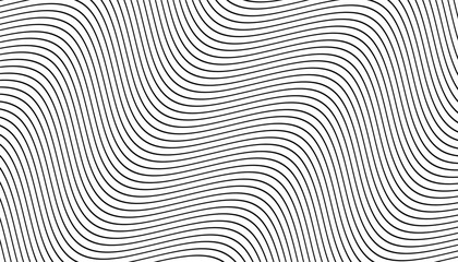 Black Curve Wave Lines White Background Vector Illustration