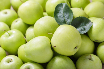 fresh green apples as background