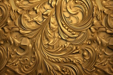 Luxurious golden wallpaper with intricate patterns on a gleaming background. Generative AI