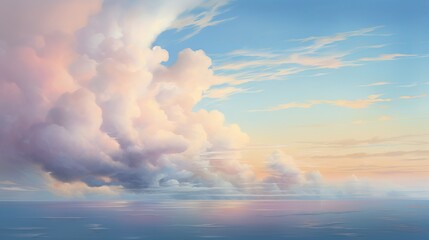  a painting of a large cloud over a body of water.  generative ai