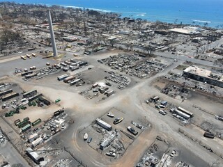 Downtown lahaina after wildfires destroyed town