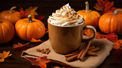  a cup of hot chocolate with whipped cream and cinnamon sticks.  generative ai