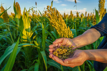 Sorghum Rice in Northeast China in August - obrazy, fototapety, plakaty