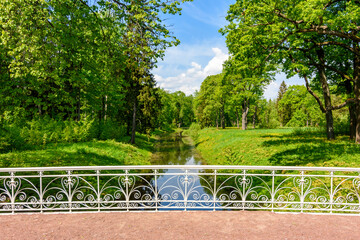 Summer landscape of Alexander park in Pushkin (Tsarskoe Selo), Saint Petersburg, Russia