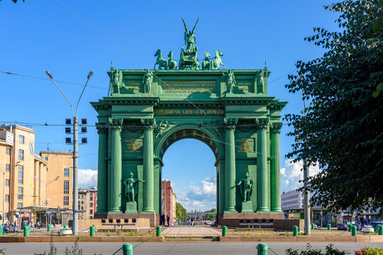 Narva Triumphal Arch (Narvskie vorota) in Saint Petersburg, Russia