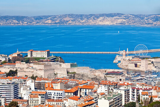 Aerial view of Marseille with the Palais Pharo