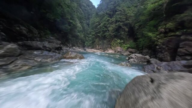 River and waterfall in the deep mountains of Odaicho Mie Japan by FPV drone