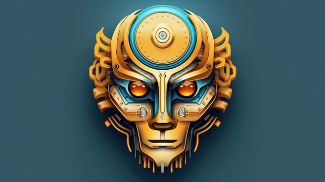 emblem that has an image of a robot face