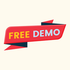 free demo button label vector
