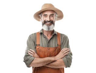 Cheerful middle-aged farmer, cut out