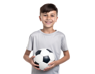 Happy young football player, cut out