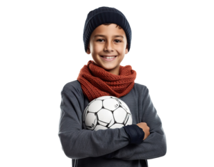 Happy young football player, cut out
