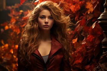 beautiful young girl in shades of autumn colors