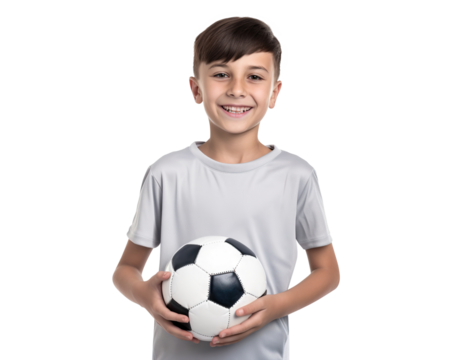 Happy young football player, cut out