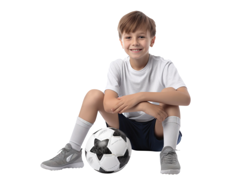 Happy young football player, cut out