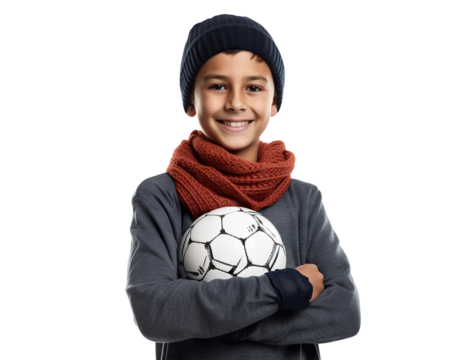 Happy young football player, cut out