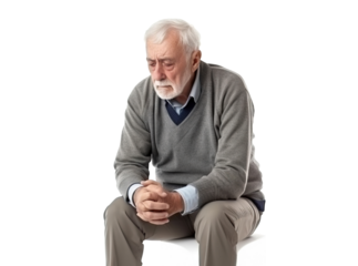 Depressed elderly man, cut out