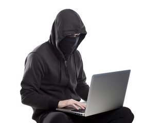 Hacker in black, cut out