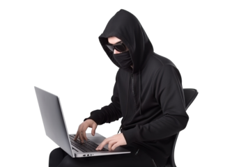 Hacker in black, cut out