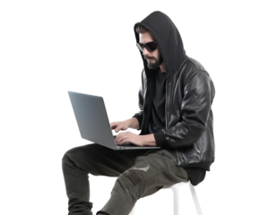 Hacker in black, cut out