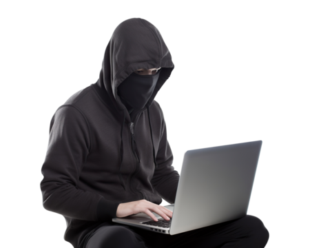 Hacker in black, cut out