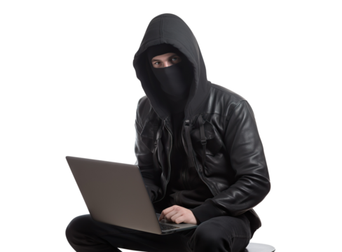 Hacker in black, cut out