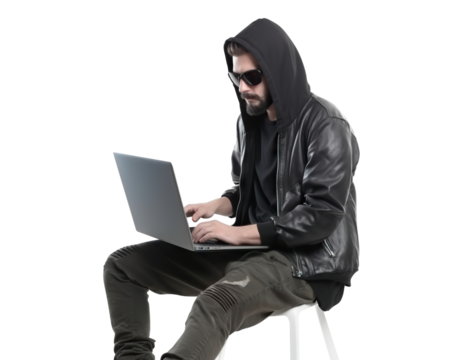 Hacker in black, cut out