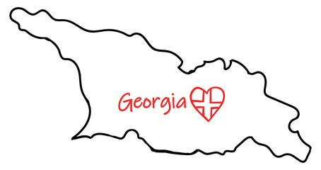 Outline Simple Map of Georgia on white background. Vector illustration.