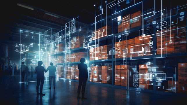 Un entrep&ocirc;t futuriste qui analyse en temps r&eacute;el le flux logistique des colis avec des robots et de l'intelligence artificielle. 