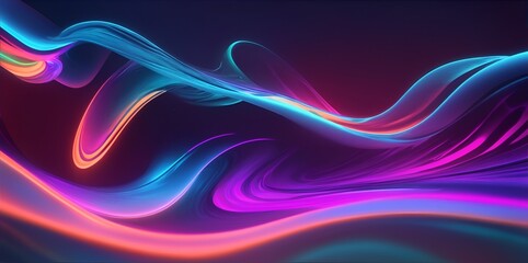 Obraz premium Abstract colorful background with lines, Holographic Neon Fluid Waves rainbow colors