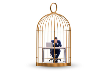 Businessman caught in the cage