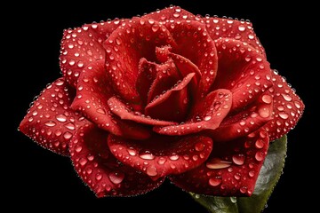 Droplets of water on a red rose