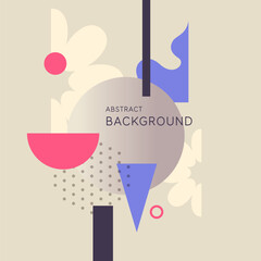 Background in a modern trendy style. Poster with simple flat organic shapes, geometric shapes and lines.
