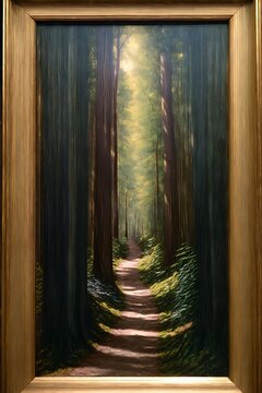 A Painting Of A Path Through A Forest © Pixel Matrix