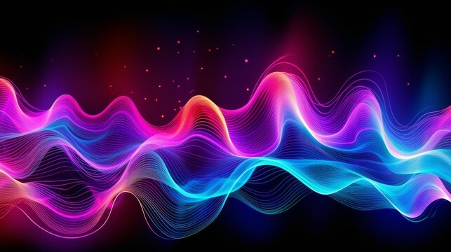 Neon Background with Electric Waves. AI generated