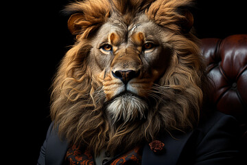 Naklejka premium lion in the lion suit