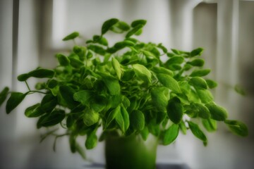 A Close Up Of A Green Plant In A Vase