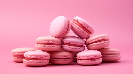 Macaroons on a pink background