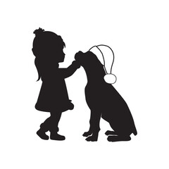 silhouette of a girl with a dog