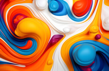 Wallpapers of Colorful Paint Swirls on White Background