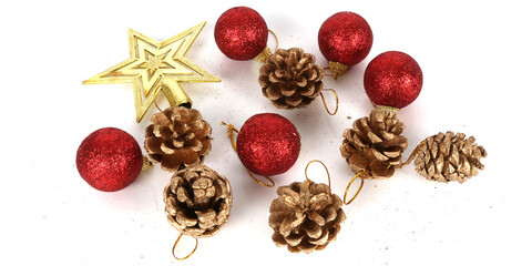 images of Christmas tree ornaments on a white background