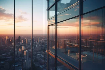 Foto op Plexiglas A view of a city from a high rise building. Generative AI. © Natalia
