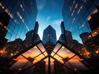 A view of a city at night with skyscrapers in the background. Generative AI.